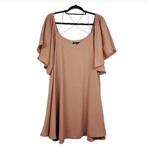 NWT Womens Alex Tan Open Shoulder Swing Dress